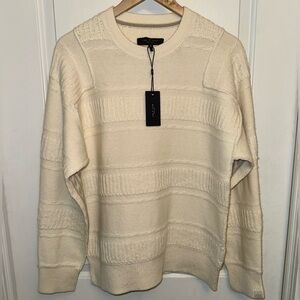rag & bone NWT Colton Mixed Pattern Crewneck Sweater in Ivory